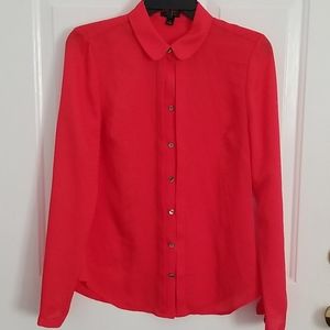 Bright Red/Orangey Ann Taylor Buttoned-Down Blouse - Women Sz 4